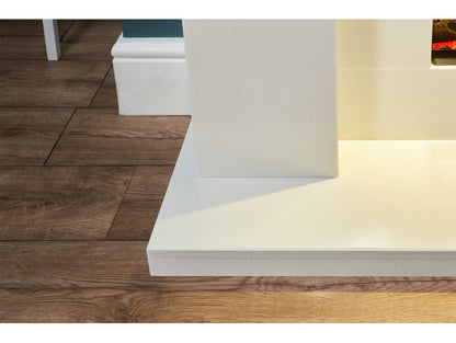 Acantha Minnesota White Marble Electric Fireplace Suite, 50 Inch