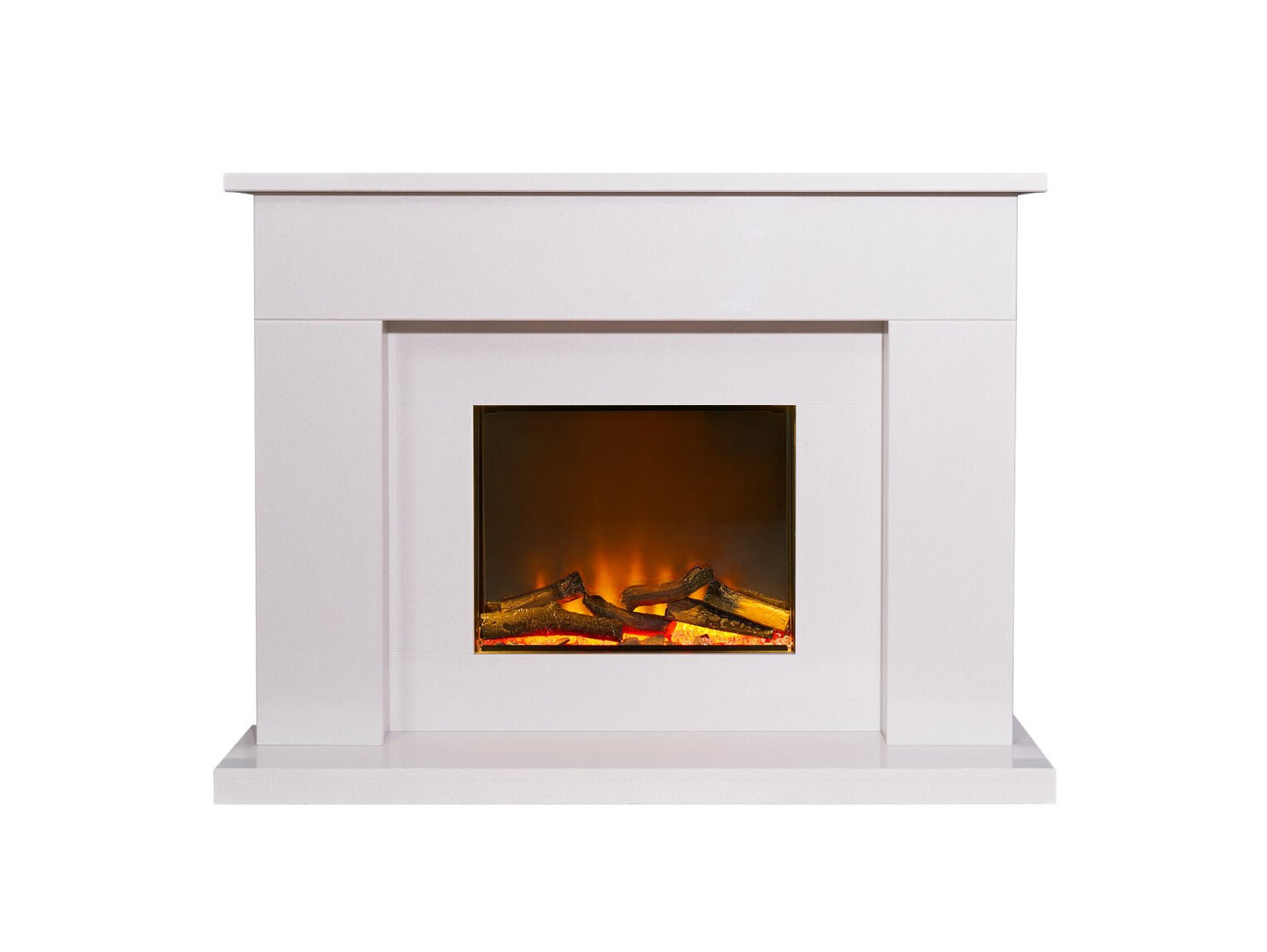 Acantha Minnesota White Marble Electric Fireplace Suite, 50 Inch