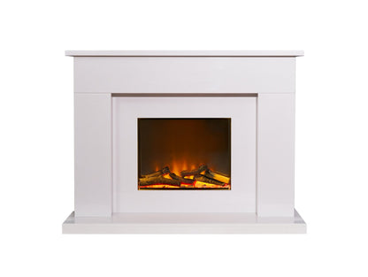 Acantha Minnesota White Marble Electric Fireplace Suite, 50 Inch
