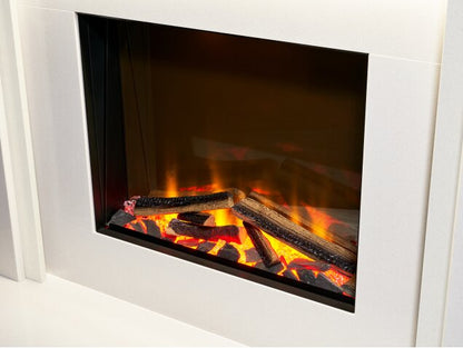 Acantha Milano White Marble Electric Fireplace Suite, 48 Inch