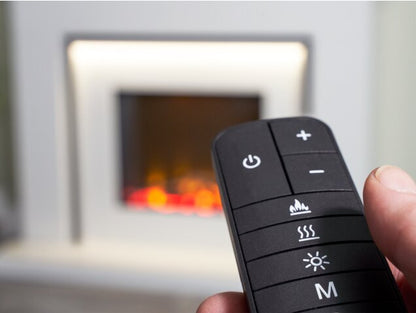 Acantha Milano White Marble & Black Granite Electric Fireplace Suite, 48 Inch