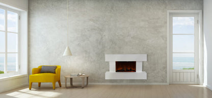 Rivenhall Black and White LED Electric Fireplace Suite Modern Wall Mounted Suite