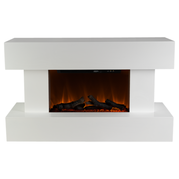 Rivenhall Black and White LED Electric Fireplace Suite Modern Wall Mounted Suite