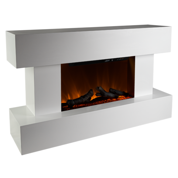 Rivenhall Black and White LED Electric Fireplace Suite Modern Wall Mounted Suite