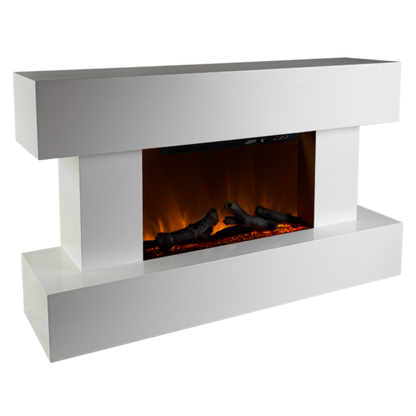 Rivenhall Black and White LED Electric Fireplace Suite Modern Wall Mounted Suite