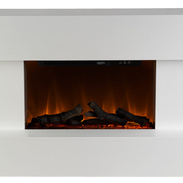 Rivenhall Black and White LED Electric Fireplace Suite Modern Wall Mounted Suite