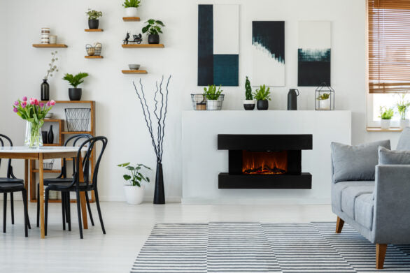Rivenhall Black and White LED Electric Fireplace Suite Modern Wall Mounted Suite