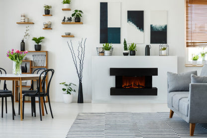 Rivenhall Black and White LED Electric Fireplace Suite Modern Wall Mounted Suite