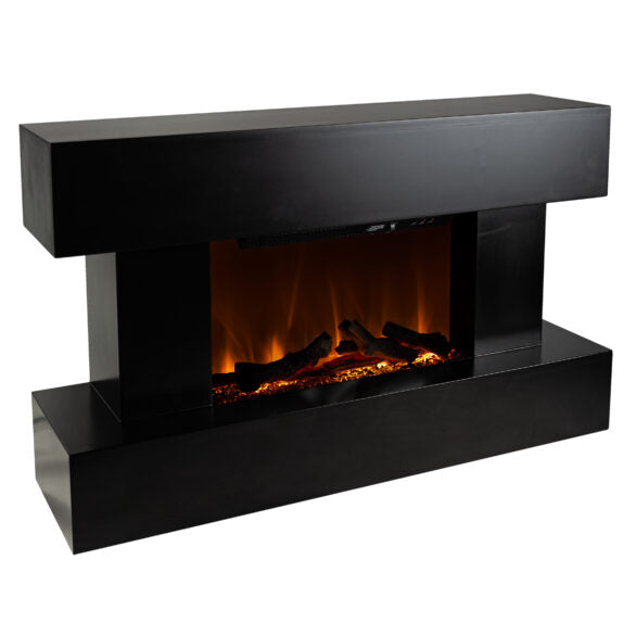 Rivenhall Black and White LED Electric Fireplace Suite Modern Wall Mounted Suite
