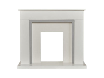 Acantha Maine White & Grey Marble Fireplace with Downlights, 48 Inch