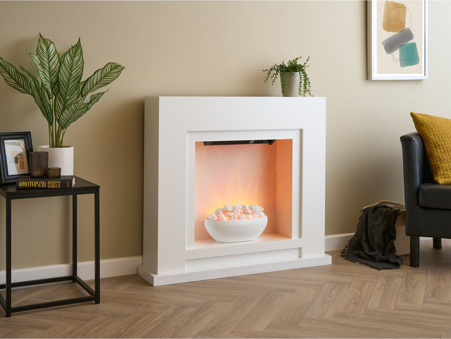 Sureflame Mondrian Electric Fireplace Suite in White