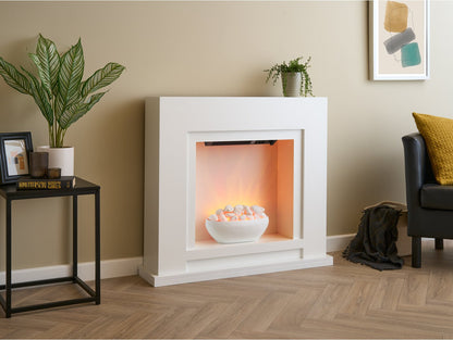 Sureflame Mondrian Electric Fireplace Suite in White