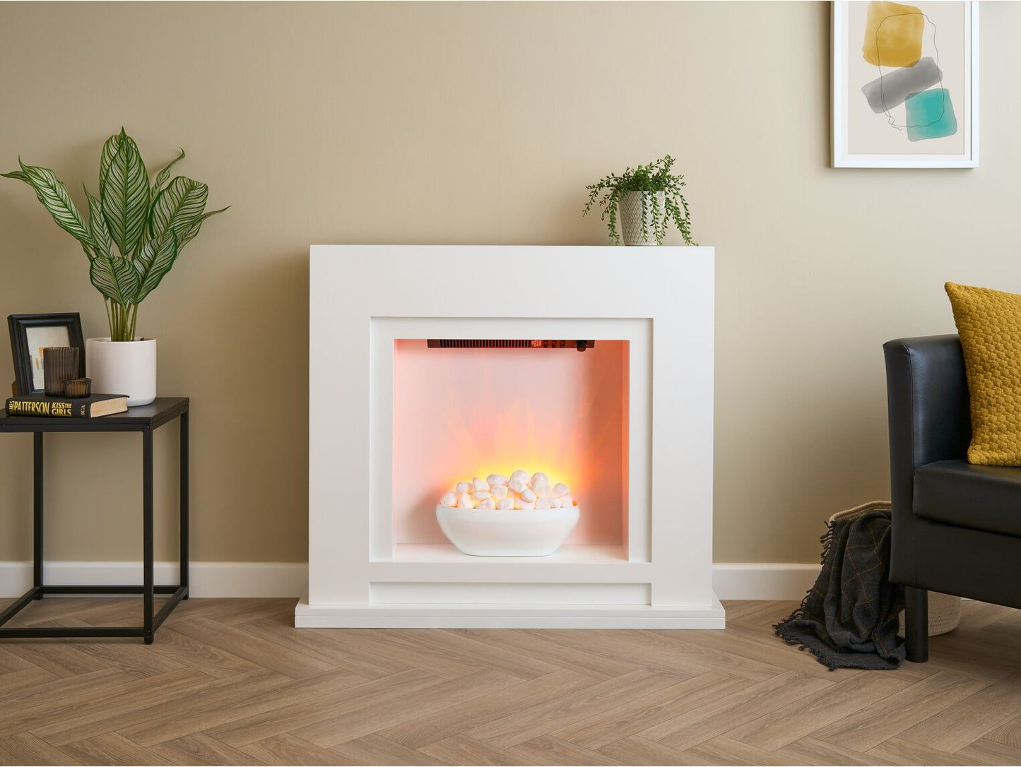 Sureflame Mondrian Electric Fireplace Suite in White