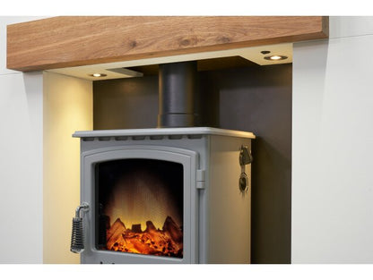 Acantha Pre-Built Stove Media Wall 1 with Aviemore Electric Stove in Grey