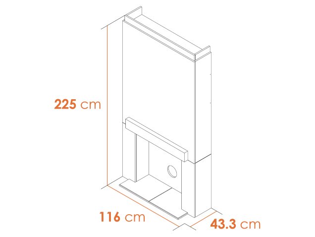 Acantha Pre-Built Stove Media Wall 1 with Keston Electric Stove in Black