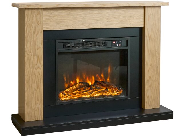 Sureflame Banbury 43 Inch Electric Fireplace Suite - Oak Mantel with Black Electric Fire