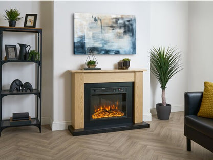 Sureflame Banbury 43 Inch Electric Fireplace Suite - Oak Mantel with Black Electric Fire