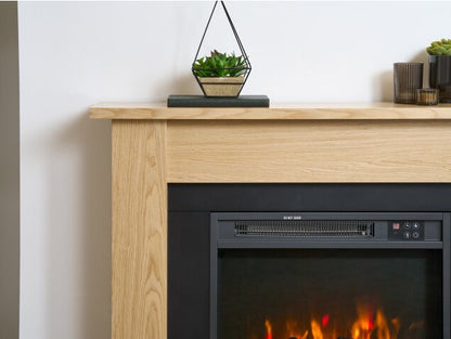 Sureflame Banbury 43 Inch Electric Fireplace Suite - Oak Mantel with Black Electric Fire