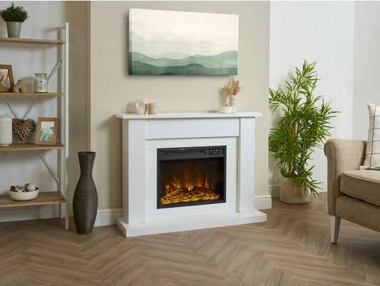 Sureflame Banbury Electric Fireplace Suite in White, 43 Inch
