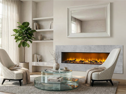 Acantha Pinnacle Fully Inset Media Wall Fire in Concrete Effect