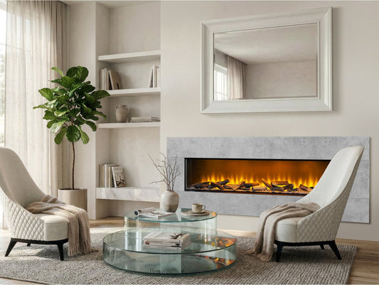 Acantha Pinnacle Fully Inset Media Wall Fire in Concrete Effect