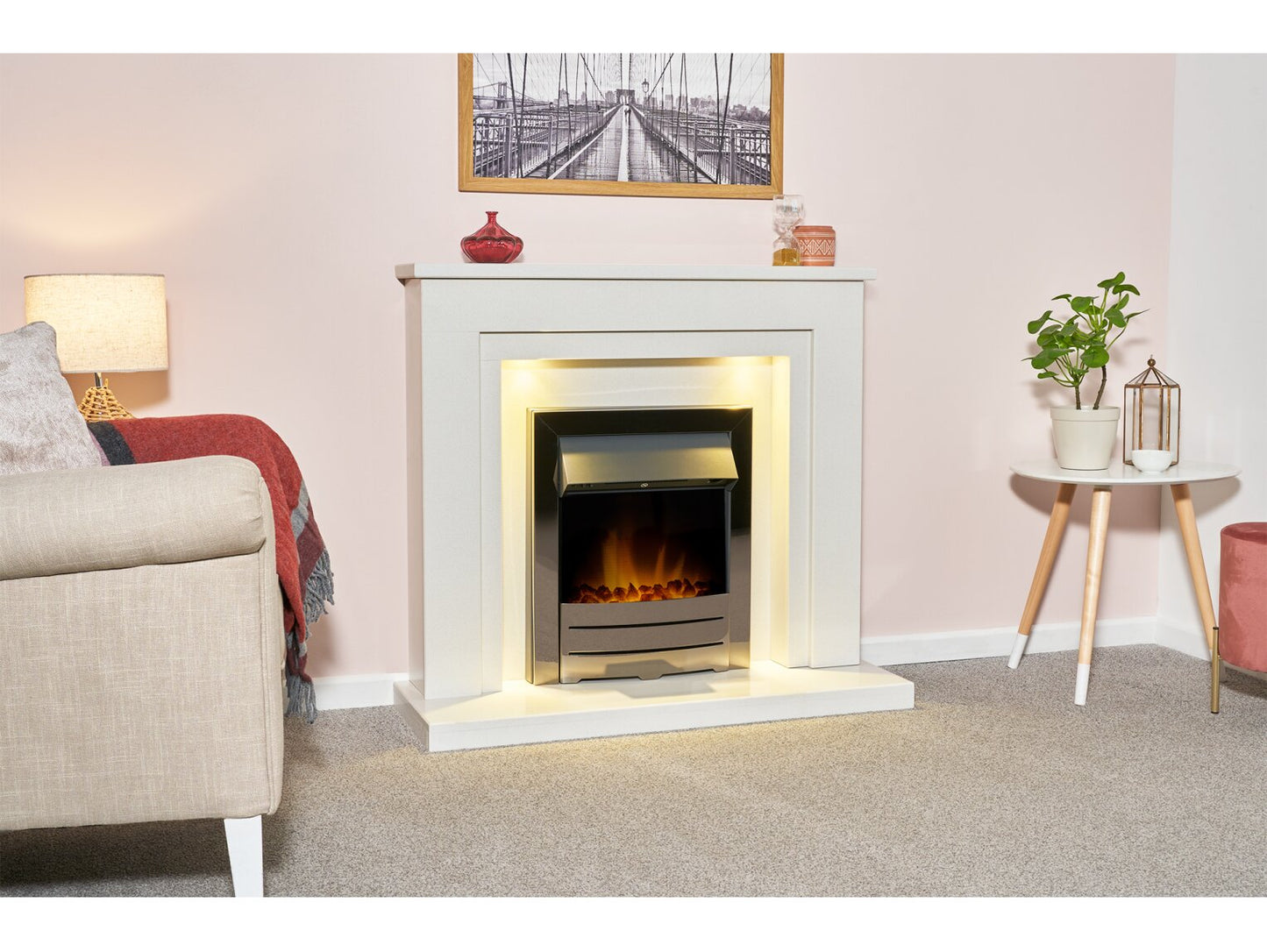 Acantha Dallas White Marble Fireplace