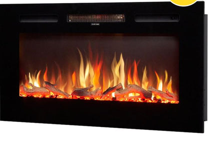 Adam Orlando Wall Mounted Inset Electric Fire, 36 Inch