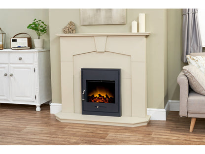 Adam Abbey Electric Fireplace Suite – Stone Effect with Oslo Black Electric Stove (48”)