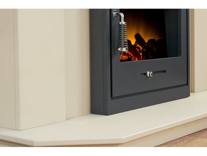 Adam Abbey Electric Fireplace Suite – Stone Effect with Oslo Black Electric Stove (48”)
