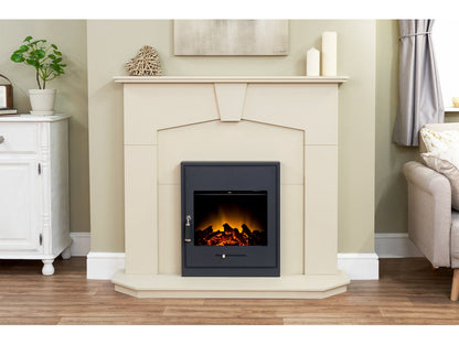 Adam Abbey Electric Fireplace Suite – Stone Effect with Oslo Black Electric Stove (48”)