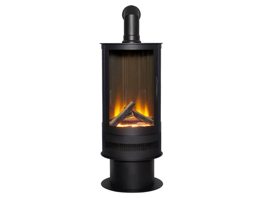 Acantha Orbit Cylinder Electric Stove with Angled Stove Pipe – Black