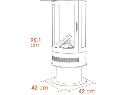 Acantha Orbit Cylinder Electric Stove with Angled Stove Pipe – Black