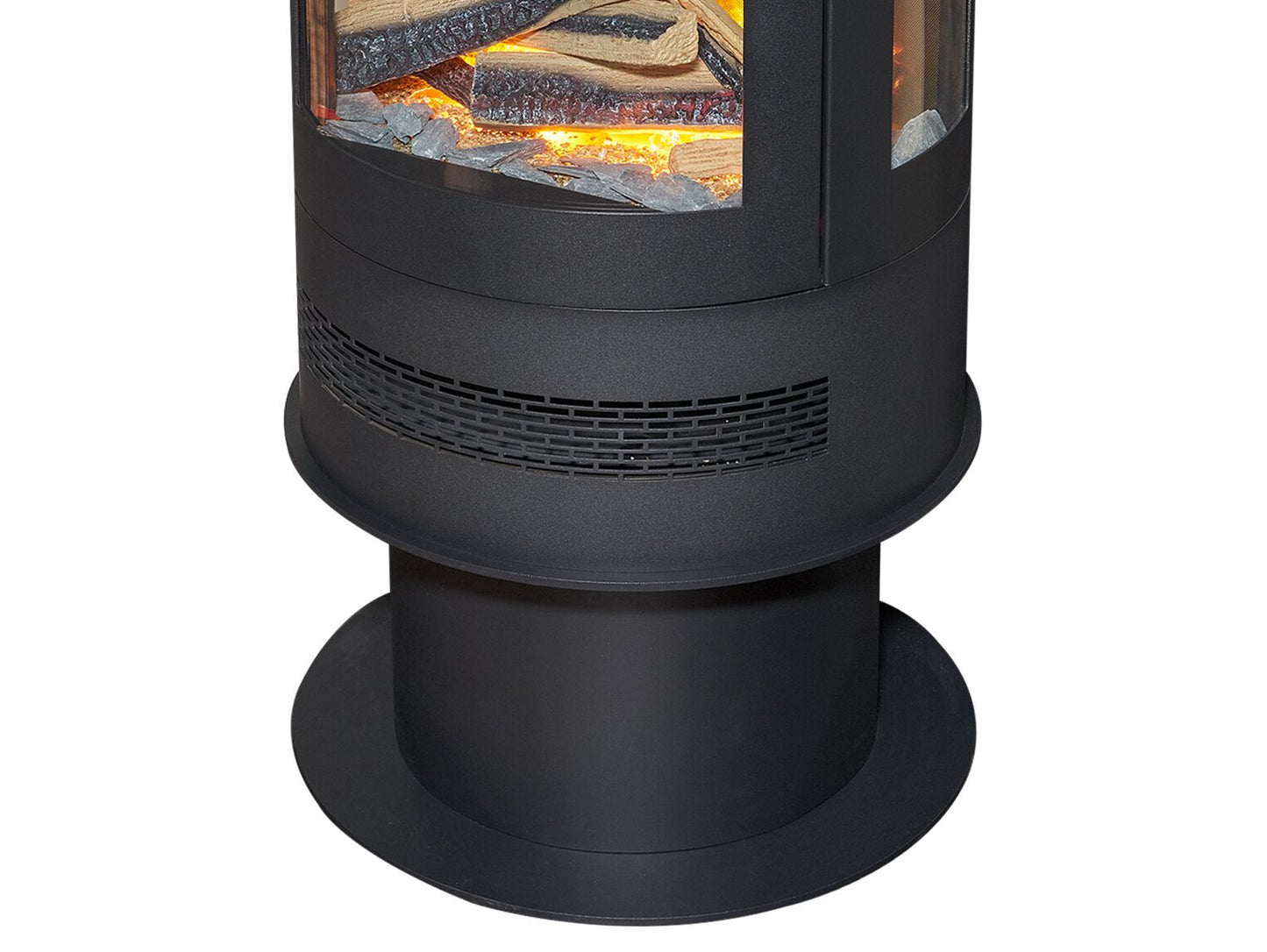 Acantha Orbit Cylinder Electric Stove with Angled Stove Pipe – Black
