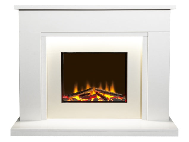 Acantha Milano White Marble Electric Fireplace Suite, 48 Inch