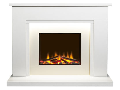 Acantha Milano White Marble Electric Fireplace Suite, 48 Inch