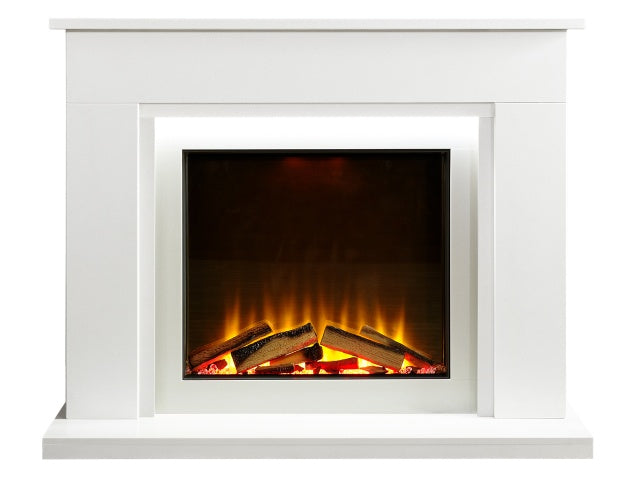 Acantha Milano White Marble Electric Fireplace Suite, 54 Inch