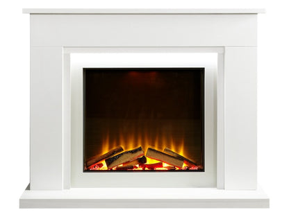 Acantha Milano White Marble Electric Fireplace Suite, 54 Inch