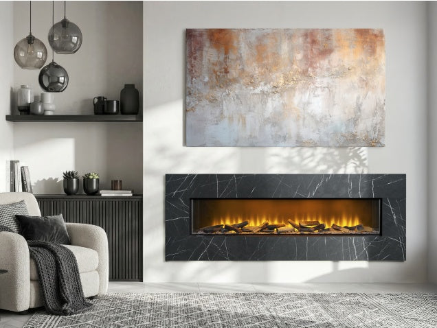 Acantha Pinnacle Fully Inset Media Wall in Black Marble Effect