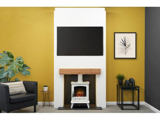 media wall with log burner