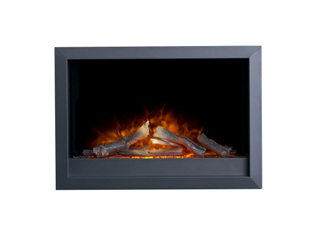 Adam Toronto Electric Wall Inset Fire with Logs & Remote Control in Black, 24 Inch