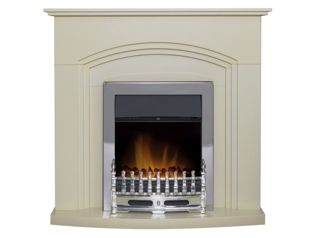 Adam Truro Fireplace in Cream with Blenheim Electric Fire in Chrome, 41 Inch