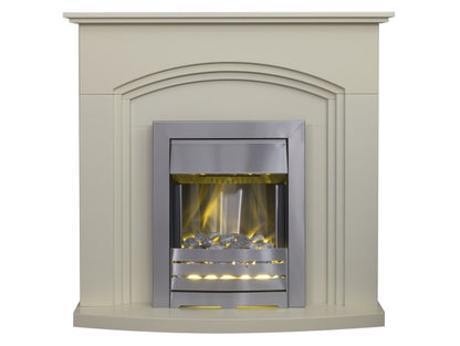 Adam Truro Fireplace in Cream with Helios Electric Fire in Brushed Steel, 41 Inch