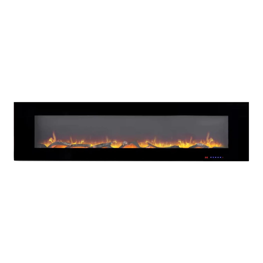 Azurite Wall-Mounted Electric Fireplace - Black - 182 cm