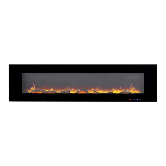 Azurite Wall-Mounted Electric Fireplace - Black - 182 cm