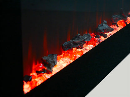 Azurite Wall-Mounted Electric Fireplace - Black - 182 cm