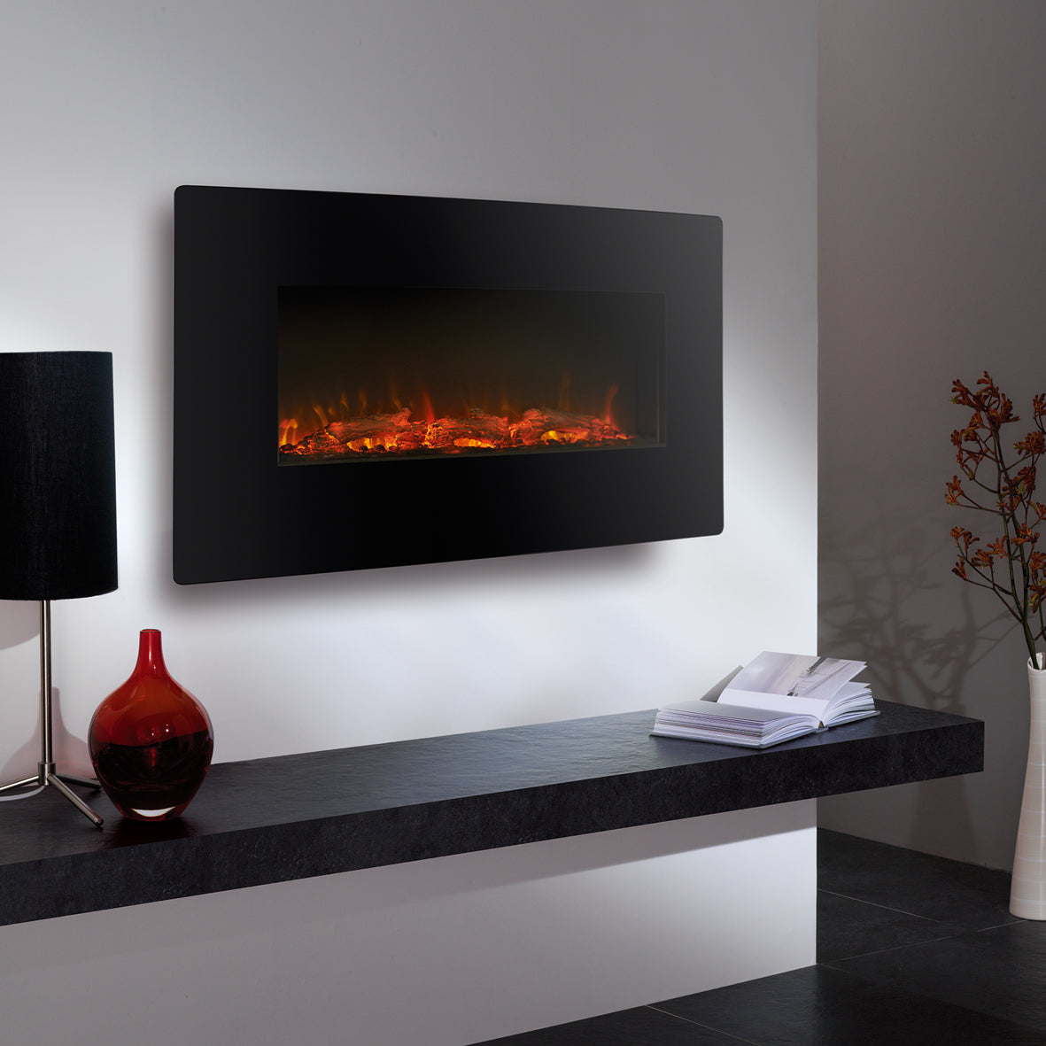 Eko Fires 1120 Black Glass Electric Fire