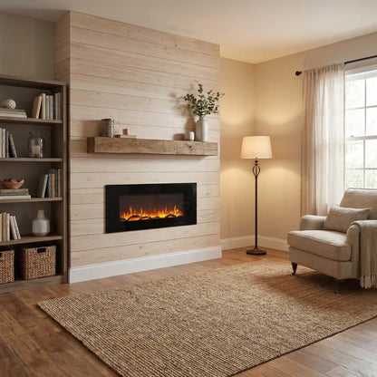 Azurite Wall-Mounted Electric Fireplace - Black - 127 cm