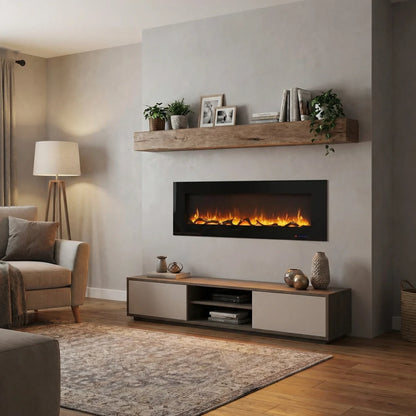 Azurite Wall-Mounted Electric Fireplace - Black - 182 cm