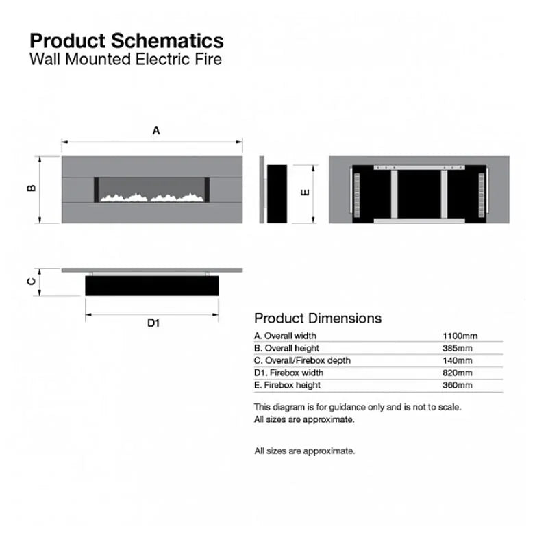 Eko Fires 1190 Granite Electric Fire - Granite Fascia