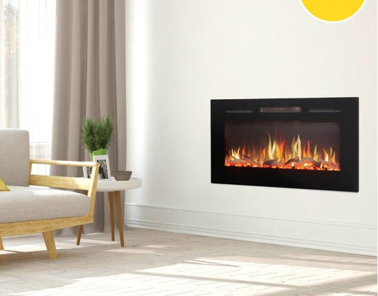 Adam Orlando Wall Mounted Inset Electric Fire, 36 Inch